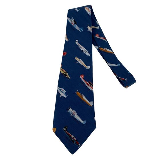 Airplane blue men’s tie Tie One On small plane - Picture 1 of 8